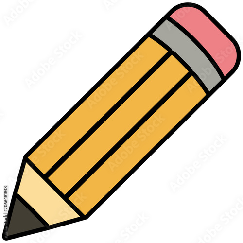 A standard wooden yellow pencil icon, isolated on a transparent background for educational or office