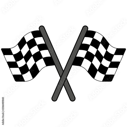 A pair of crossed checkered flags, isolated on a transparent background, perfect for racing designs