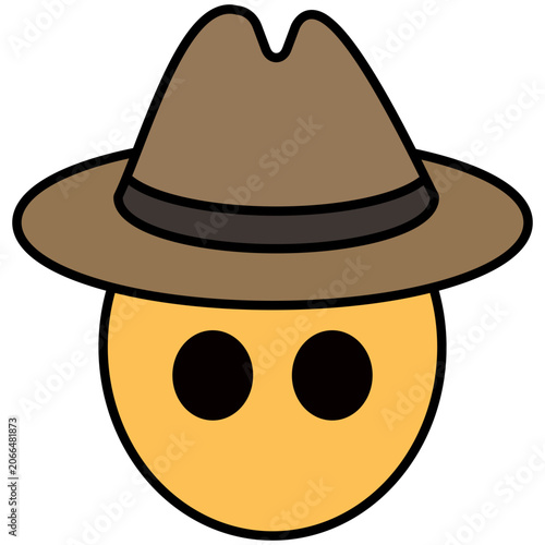 A stylish brown adventurer or explorer hat icon, isolated on a transparent background for travel