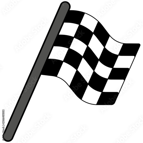 A single waving checkered flag icon, representing victory and finish line for sports racing events