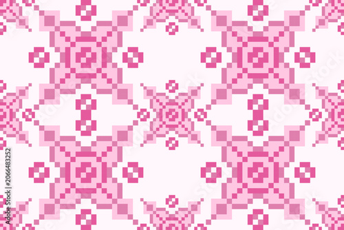 seamless pink floral pixel pattern, seamless pattern illustration.