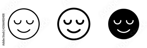 Obraz na płótnie Relaxed Smiley Face Icons, Calm Emotion Symbols, Serene Expression Graphics