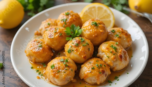 Juicy Chicken and Turkey Bites in Lemon Glaze with Zesty Lemon Garnish and Fresh Parsley Sprinkle