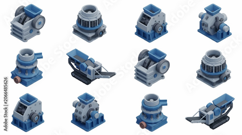 Foto Collection of Industrial Gearboxes and Mechanical Components.