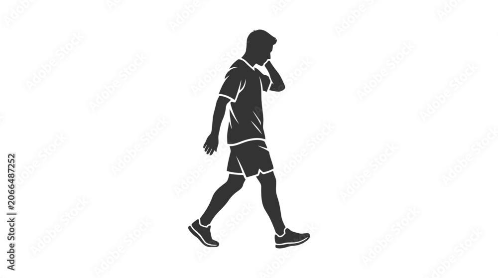 Obraz premium Soccer player walking alone looking disappointed after defeat silhouette vector illustration