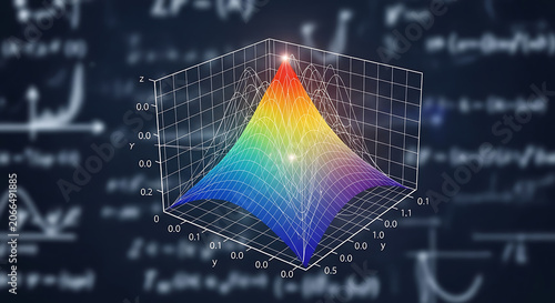 3d mathematical function graph visualization with vibrant color gradient on dark background