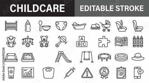 Fotografi Colorful gaming and esports flat icon set with editable stroke for digital platforms