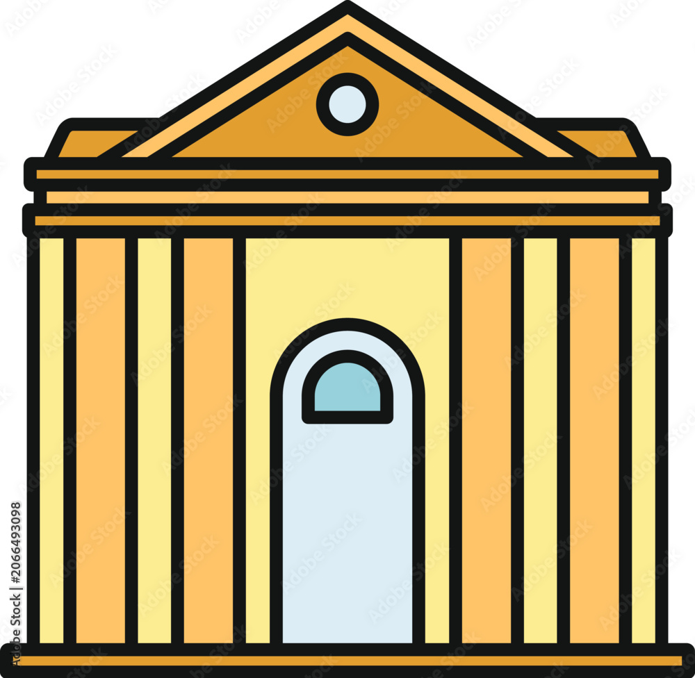 Naklejka premium Neoclassical building with columns and pediment symbolizing authority and finance