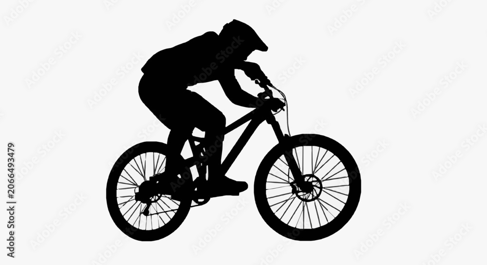 Fototapeta premium Mountain Biker in Action Silhouette.
