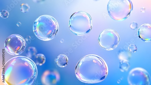 Iridescent Glass Bubble Background with Holographic Reflections