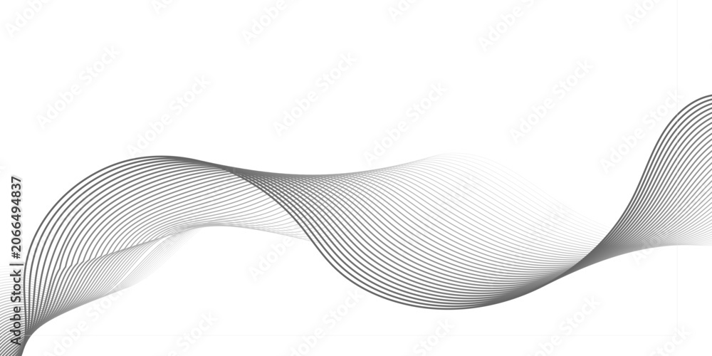 Fototapeta premium Abstract wavy lines flowing in dynamic motion on clean white background for modern technology and digital communication.