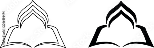 Black islamic dome line art vector illustration isolated on transparent background setting.