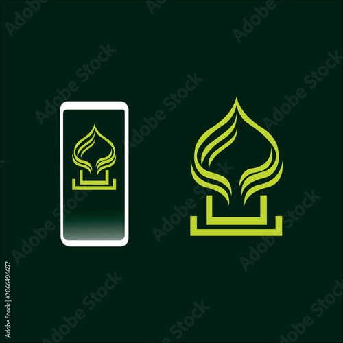 Modern light green islamic dome vector illustration isolated on dark background design asset.