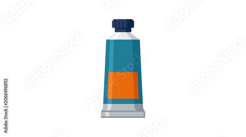 Paint Tube Illustration - Art Supplies, Blue and Orange Colors