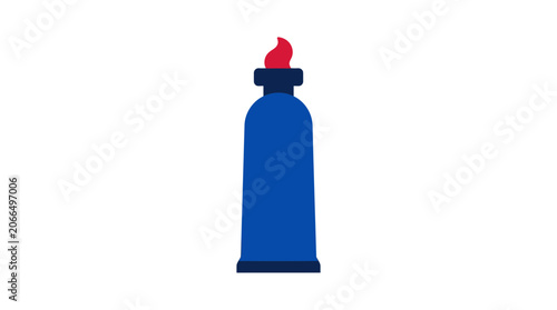 Blue Gas Cylinder with Red Flame Icon