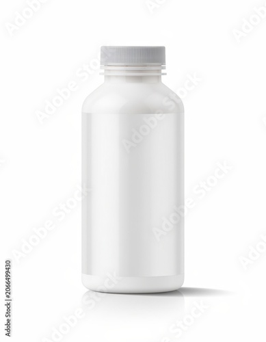Blank white plastic bottle isolated on white background