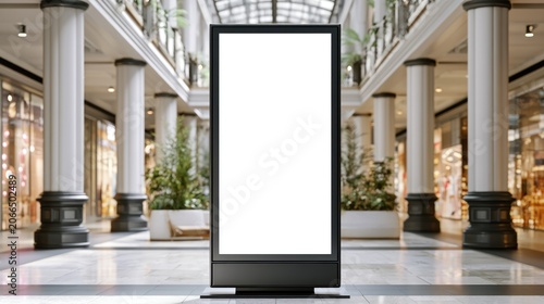 Blank digital billboard in modern shopping mall