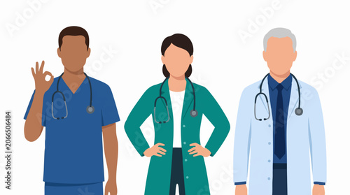 Photos Diverse medical team standing together, representing healthcare professionals