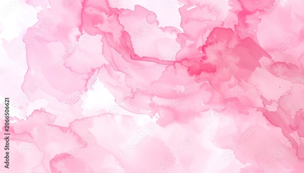 Fototapeta premium An abstract watercolor painting features swirling hues of pink and white, creating a soft and ethereal atmosphere.