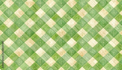 A green and tan plaid pattern with a textured, distressed finish.