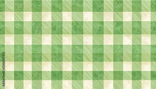 A green and cream checkered pattern with a distressed texture.