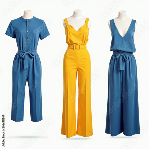 Stylish Jumpsuits in Vibrant Colors: Blue and Yellow Fashion Collection