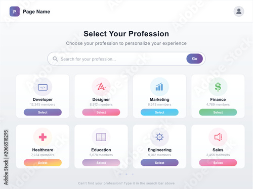 Profession Selection User Interface Template