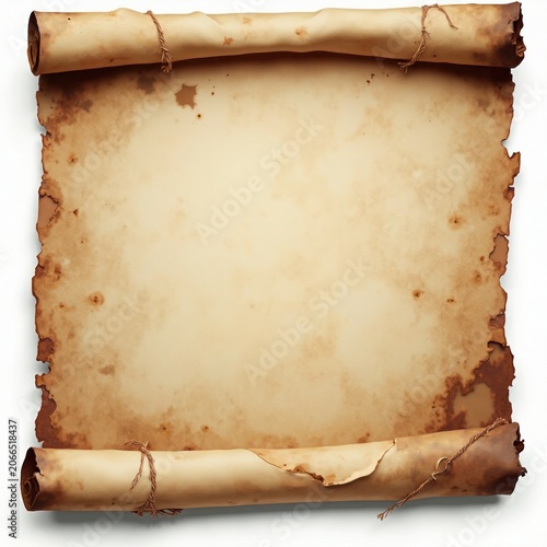 Aged Scroll with Torn Edges and Brown Stains