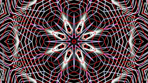 Neon Purple and Red Kaleidoscope Line Art Background
