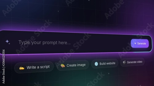 Futuristic AI Prompt Generator Interface with Neon Glow and Digital Technology Background