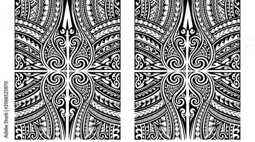 Symmetrical Tribal Tattoo Pattern - Polynesian Maori Inspired Art