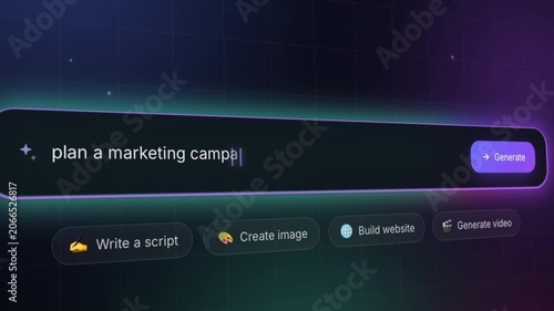 Futuristic AI assistant interface displaying the prompt 