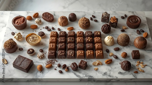 Elegant Gourmet Chocolate Display Featuring Rich Dessert Delicacies