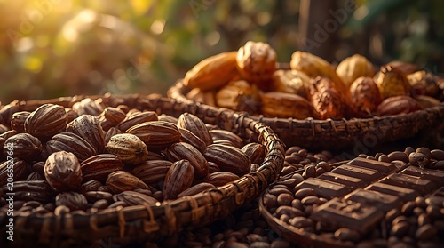 Cinematic Cocoa Harvest Landscape With Artisan Chocolate Details