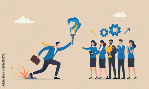 Εκτύπωση καμβά Advantage meeting teams together success, leadership concept, businessman prepar