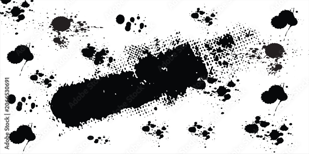 Obraz premium Black brush stroke on white background. Abstract black in splash, paint, brush strokes, stain grunge isolated on white background, Black staine brush, grunge banner, hand drawn splash,