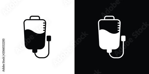 Quadro su tela Blood transfusion icon silhouette design collection in black and white for web