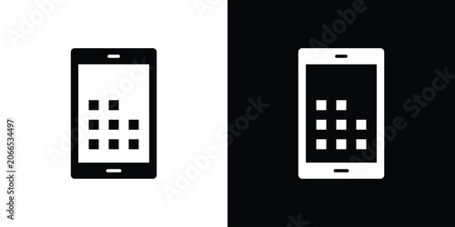 Foto Mobile notch icon silhouette design collection in black and white for web
