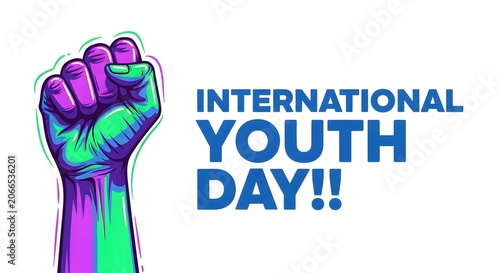 International youth day illustration raised fist symbolizing empowerment and advocacy
