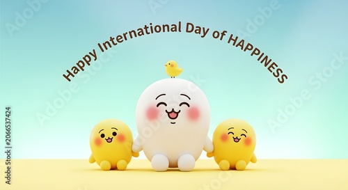 International youth day illustration happy characters with bird for social media