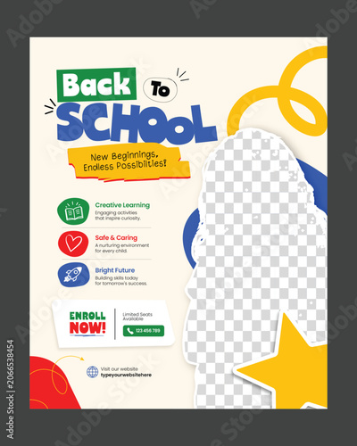 School Admission social media post, Back to school Instagram post, education flyer template, kids learning poster