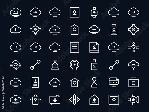 Cloud Security and Identity Management Icons Set with Authentication, Access Control and Digital Protection Symbols