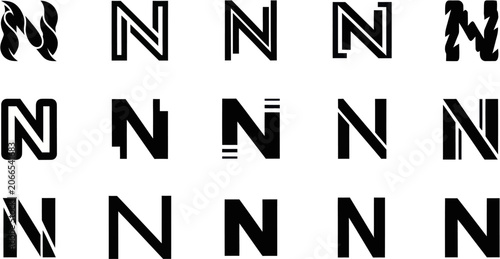 Fényképezés Abstract art features various N shapes cut out in black.