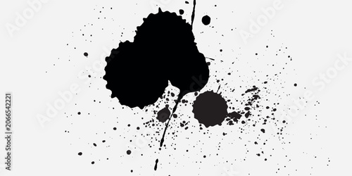 Photos Vector image featuring various black ink splatter designs on a white background