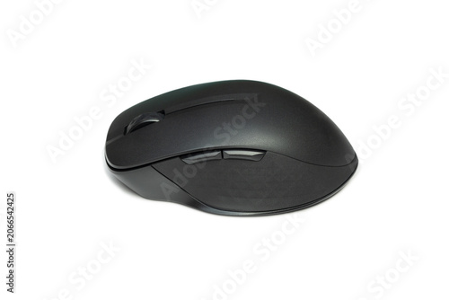 Black wireless computer mouse on transparent background
