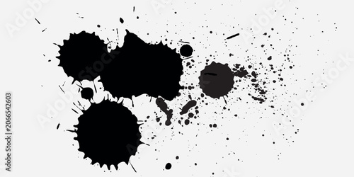 Fotografía Vector image featuring various black ink splatter designs on a white background