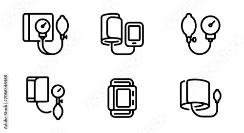 Bild auf Leinwand Blood Pressure Monitor Icons, Medical Device Set, Healthcare Technology Vector