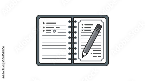 Open notebook with pencil, writing notes and tasks