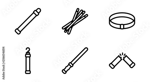 Bild auf Leinwand Light Saber Icons, Sci-Fi Weapon Vector Set, Futuristic Combat Symbols