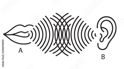 Speech Communication and Hearing Sound Wave Transmission Icon